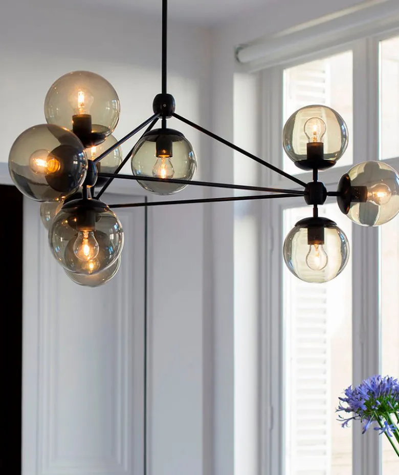 Modo Chandelier - 3 Sided, 10 Globes